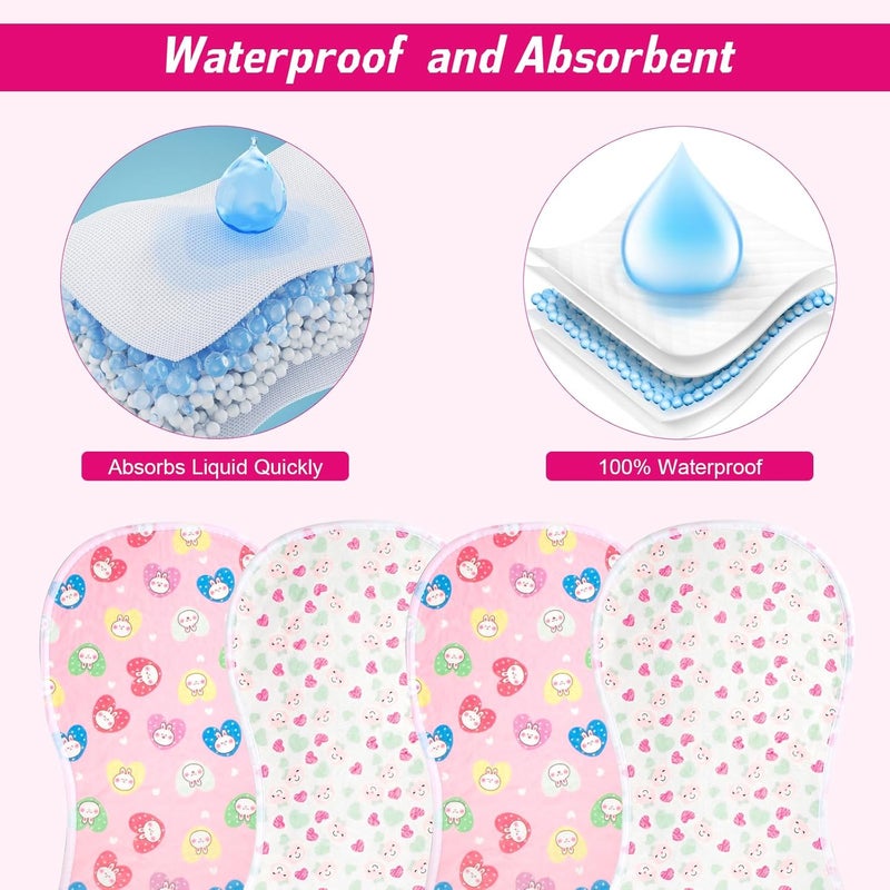 YSSPPOY 4 Packs Peanut Changing Pad Cover, 4-Layer Thickened Changing Pad Liner Waterproof Absorbent Non-Slip Reusable, Fits in Peanut Shaped Changing Pads (Pink) - Image 5